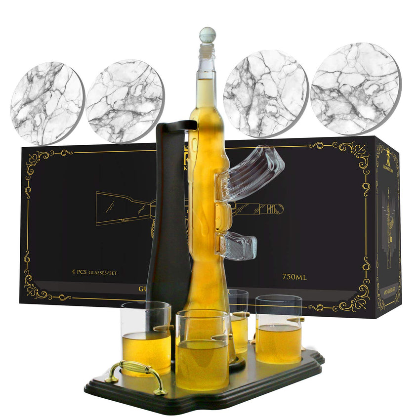 Gun Whiskey Decanter with 4 Glass