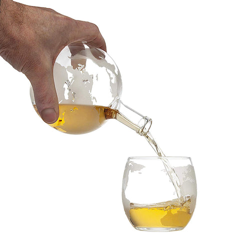 Airplane Globe Decanter Set with 2 World Whisky Glasses