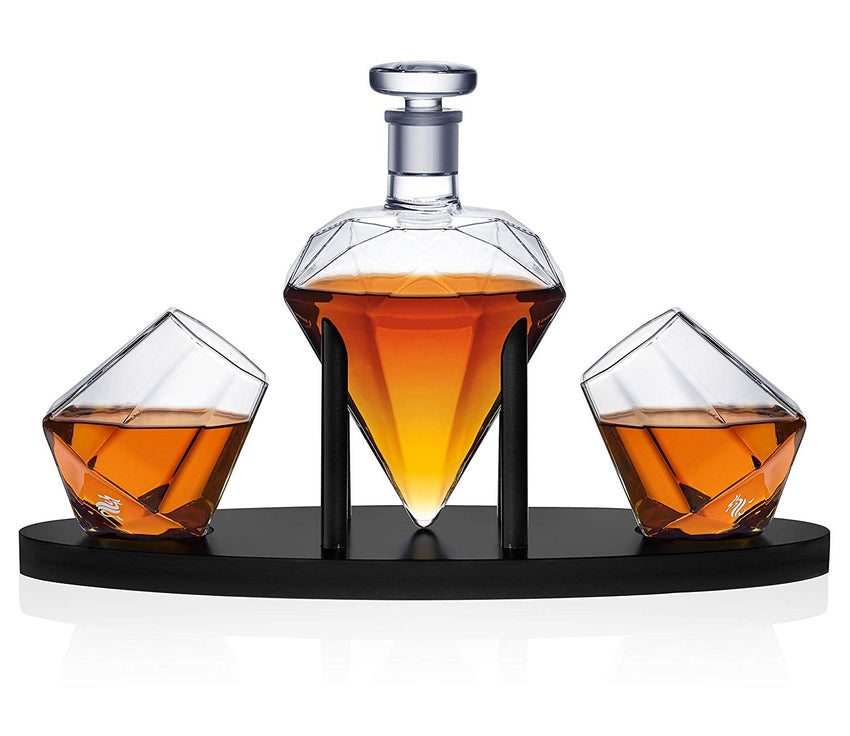 Diamond Whiskey Decanter with Glasses for Spirits and Wine