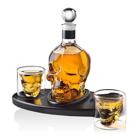 Skull Decanter Set with 2 Cocktail Shot Glasses